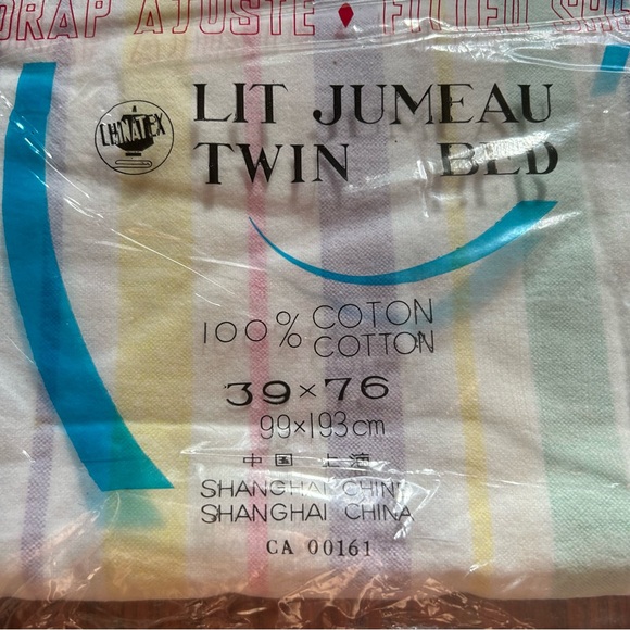 Vintage NWT Flanelette Pastel Rainbow Stripe Fitted Twin Sheet 100% Cotton - Picture 4 of 4